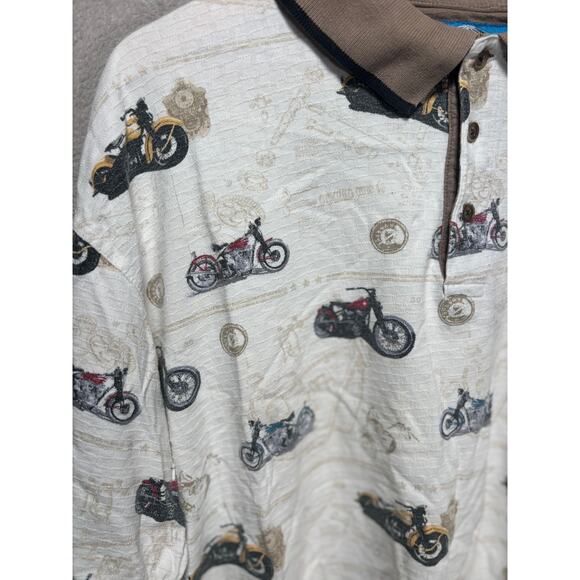 Vintage Timber Ridge Traders Motorcycle Graphic Polo Shirt Mens Size 2X - Picture 3 of 6
